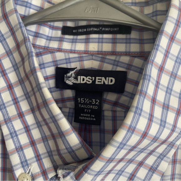 Lands End No Iron supima pinpoint long sleeve tailored fit checked 15 1/2 -32 - Picture 4 of 10